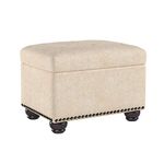 First Hill WFO016FT Fifth Avenue 5th Ave Modern Linen Upholstered Storage Ottoman, Tan