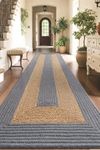 imsid Handwoven Jute Cotton Carpet 3x8 Ft Grey & Beige Plain – Natural Boho Area Rug for Living Room | Eco-Friendly, Durable Floor Mat for Bedroom, Dining & Home Décor