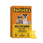 Furlicks Multivitamin for Dogs & Cats | Vitamins C, K2, B, D, A, Omega, Calcium & Zinc for Growth & Development, Heart, Liver & Joint Health, Performance & Immunity (30 Oral Dissolving Strips)