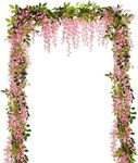 KHOYIME Wisteria Artificial Flowers Garland, 4Pcs 7.2Ft/Piece Artificial Wisteria Vine Silk Hanging Flower for Home Garden Outdoor Ceremony Wedding Arch Floral Decor (pink)