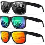 Mens Sunglasses Polarized UV Protection, Vintage Sunglasses for Men Women UV Protection for Outdoor Fishing Driving (Grey/Green/Orange)