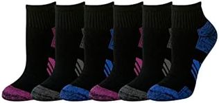 Amazon Essentials Women's Performance Cotton Cushioned Athletic Ankle Socks, 6 Pairs, Black, 8-12