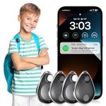 GPS Tracker for Kids 4 Pack, Security Air Tags with Pins Works with Apple Find My (iOS only),Lost Mode, Mfi Certified Anti-Removal Tracking Device for Children, Elderly, Pets, Backpack,No monthly Fee