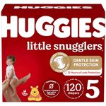 HUGGIES Diapers Size 5 - Huggies Little Snugglers Disposable Baby Diapers, 120ct, One Month Supply