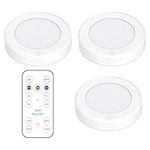 Brilliant Evolution Wireless Led Puck Light | Works With Remote Control | Led Under Cabinet Lighting | Closet Light | Battery Powered Lights | Under Counter Lighting | Stick On Lights 3 Pack