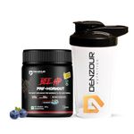 DENZOUR NUTRITION Bee-Hp Pre-Workout with Shaker Most Explosive Muscle Pump with Fat Loss Formula, 250mg Caffeine, 750mg Creatine Monohydrate and 4500mg Beta-Alanine - Blueberry, 100g (10 Servings)