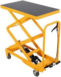GarveeTech Double Scissor Hydraulic Lift Table Cart, 500lbs Capacity 48" Lifting Height, Lift Table w/ 4 Wheels and Non-Slip Pad, Elevating Hydraulic Cart for Material Handling and Transportation