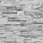 Muriva Grey Realistic Stone Brick Wall Effect Textured Vinyl Wallpaper - Tiles Effect - Suitable for Kitchen, Bedroom, Living Room, Hallway, Any Feature Wall