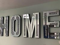 Touch of Vogue™ Mirrored Diamond HOME Letters Crushed Crystal Mirror Diamond Wall Art