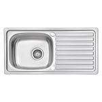 JASSFERRY 860 x 435 mm Stainless Steel Kitchen Sink Single 1 One Bowl Reversible with Waste Pipes Clips - 10 Year Warranty