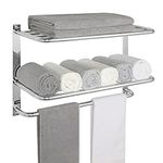 DELAM 3-Tier Bathroom Towel Rack Towel Shelf with Towel Bar, Wall Mount Towel Holder 304 Stainless Steel Polished Surface Finish, 22.8 Inch