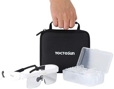 YOCTOSUN Headband Magnifier with 3 LED Lights, Storage Case, Head Strap and 5 Detachable Lenses 0.75X,1.25X,2.0X,3.0X 4.0X, Magnifying Headset for Close Work, Hobby & Crafts