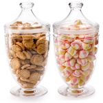 Hacaroa 2 Pack Acrylic Apothecary Jars with Airtight Lids, 46 Oz Clear Plastic Candy Cookie Jars for Candy Buffet, Decorative Bathroom Canister Container for Bath Salt, Vanity, Party, Wedding