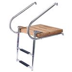 Amarine-made Boat In-board Swim Teak Platform with 2-steps Stainless Ladder