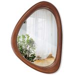 MAGFLERUM Irregular Wall Mirror, 15 * 10 inch Asymmetrical Wood Mirrors, Small Wall Mirror, Hanging Vertically and Horizontally. Mirrors for Wall Decor (Black Walnut)