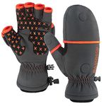 BASSDASH WinteFlex Insulated Ice Fishing Mittens Cold Weather Fingerless Gloves Water Resistant for Men Women Hunting