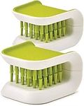 2 Pack Knife Cleaner, Blade Brush Cutlery Brush Bristle Scrub for Kitchen Washing Non-Slip (2pcs, Green)