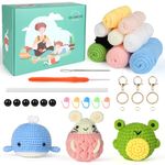 Crochet Kit for Beginners, Easy-to-Do Crochet Kit Including Crochet Hook, Yarn Balls, Needles, Instructions, Crochet & Craft Kit for Adults Kids with Step-by-Step Instructions and Video Tutorials