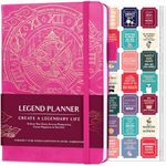 Legend Planner – Deluxe Weekly & Monthly Life Planner to Hit Your Goals & Live Happier. Organizer Notebook & Productivity Journal. A5 Hardcover, Undated – Start Any Time + Stickers – Hot Pink