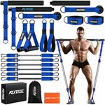 KUTIZE Pilates Bar Kit with Resistance Bands, 3-Section Multifunctional Yoga Pilates Bar with Handles, 270lbs Portable Pilates Equipment for Men Full-Body Workouts at Home Gym, Travel Gym Pilates Kit