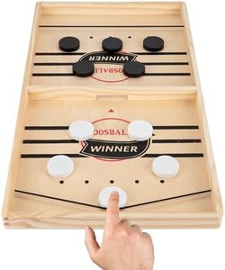 Large Sling Puck Game, Foosball Winner Board Game, Wooden Hockey Table Game, Fast Paced Slingshot Game Board, Rapid Sling Table Battle Speed String Puck Game for Kids Adults & Family Party, Large Size