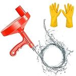 VADUDA 7M Sink Unblocker Tools Bathroom Drain Unblocker Toilet Unblocker Heavy Duty Shower Toilet Auger Flexible Toilet Snake for Unblocking Bathtub Drain Kitchen Drain Hair Remover with Gloves