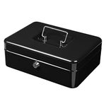 oddpod™ DL Metal Cash Box & Jewelry Safe Locker with Plastic Coin Tray & Key Lock - Large (Black)