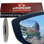 Blind Spot Mirror Fits All Car Side Mirrors | Patented Stainless Steel Mirrors with Bigger Viewing Image, Less Fogging, and Less Sun Reflection by Utopicar Car Accessories