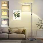 LANICHO Floor Lamps for Living Room with 3 Color Temperatures, Modern Standing Lamp with Adjustable Linen Shade, Rotary Switch, Tall Floor Reading Lamp for Bedroom Office, 9W Bulb Included