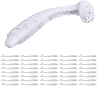 MITOBASS Paddle Tail Swimbaits 2" Paddle Tail Soft Plastic Swimbaits, 40Pcs Plastic Bait for Saltwater/Freshwater Fishing(White)