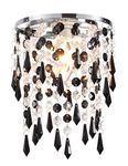 Easy Fit Chrome Lamp Shade for Ceiling Fitting Modern Chandelier Decoration with Elegant Acrylic Jewel Effect Droplets - Diameter 16cm Height 21cm (Black)