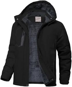 Buyboxs Winter Jackets for Kids Warm Fleece Heavyweight Thermal Boys Waterproof Coat with Removeable Hood Snow Jacket for Youth Black L (10-12)