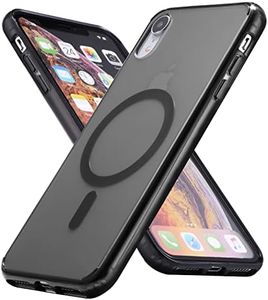 Yzoiko Fits iPhone XR Phone Case-Compatible with MagSafe, Military-Grade Protection, Slim Translucent Matte Back Aluminum Alloy Keys for iPhone XR(6.1"), Black