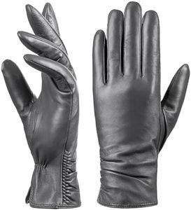 Womens Winter Leather Touchscreen Texting Warm Driving Lambskin Pure Genuine leather Gloves (Grey, XXL)