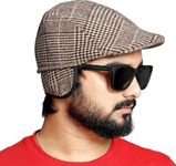 Sikander®-Men/Women Autumn Checkered Vintage Herringbone Flat Cap/Boy or Male Durable Sports Peaked Riding Hat/Beret Country Golf Hats Caps - Brown Color