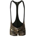 Juflam Men's Bodysuit Wrestling Singlets Leotard Gym Underwear (Leopard Gold, Large)