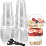 Kingrol 12 oz Parfait Cups - Set of 50 Disposable Dessert Cups with Dome Lids, Inserts, and Spoons - Clear Plastic Cups for Beverage, Ice Cream, Ice Coffee, Yogurt, Fruit, Appetizer, Tasting