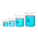 Supertek Set of 4 Borosilicate 3.3 Glass Beaker with Graduation and Spout for Laboratory use, Capacity – 50 ml, 100 ml, 250 ml, 500 ml