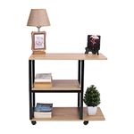 Amazon Brand - Umi 2-Tier Multifunctional Sofa Side Table with Wheels Modern Entryway Couch End Side Table Freestanding Magazine Stand for Hallway Living Room Office (Black Frame)