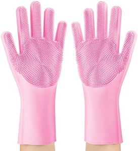 Wermeng Cleaning Gloves,Dishwashing Gloves,Gloves Dish Gloves with Soft Brush,Magic Silicone for Kitchen,Bathroom Cleaning,Car Washing,Pet Hair Care