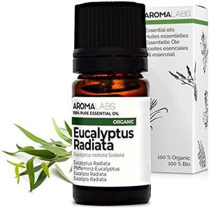 BIO - Olio essenziale EUCALIPTO RADIATA - 5mL - 100% Puro, Naturale, Chemiotipizzato e Certificato AB - AROMA LABS (Marchio Francese)