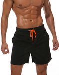 JINSHI Men Swin Trunk Summer Beach Surfing Shorts (Black,2XL)