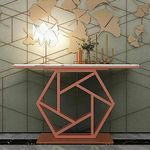 The Attic Girda Console Table for Living Room|Marble + Iron|White + Copper Matt Finish