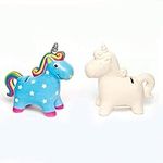 Baker Ross AG696 Unicorn Ceramic Coin Banks (Pack of 2) For Kids To Decorate, Arts and Crafts, 121mm x 117mm x 53mm