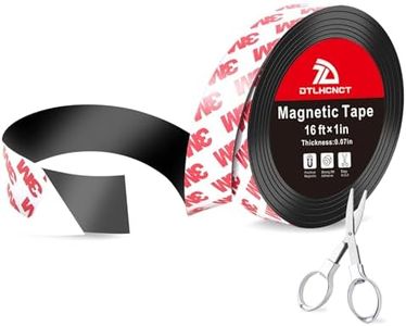 DTLHCNCT Magnetic Tape - 16 ft x 1 inch Magnet Strip Tape Roll with Strong Adhesive Backing,Magnetic Strip for Kitchen, Office, School Organization, Whiteboards,Fridge(0.07" Thick)