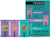 TRUBAR Vegan Protein Bar Variety Pack, Assorted Flavors, Peanut Butter, Macchiato, Cookie Dough, Gluten Free, Vegan Protein Snacks, 12G Plant-Based Protein, High Fiber, Healthy Protein Bars, 12 CT