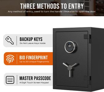 RPNB 60L Biometric Fireproof Safe – Gray Security Lock Box