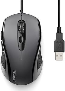 TECKNET Computer Wired Mouse, USB Mouse Wired for Laptop with 6-Button, 3600DPI Optical PC Wired Mouse, Home and Office 5FT USB-A Corded Comfortable Mouse, Plug & Play, NO Battery Required-Grey