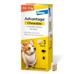 Advantage Chewable >5.5-11kg Chewable Tablets for Dogs 225mg (3 pack), Flea and Tick Treatment, Fast Acting Kills Fleas Within Hours, Prevention Lasts For A Month, Easy To Administer