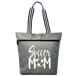 Brooke & Jess Designs Sports Mom Large Zippered Tote Bag with Pockets for Women, Soccer Mom Lexie Gray, Large